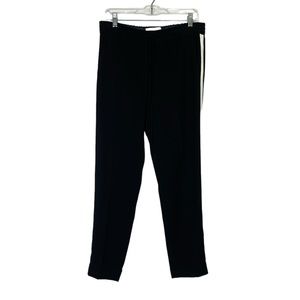 A.L.C. Womens Tuxedo Stripe PULL ON CREPE TRACK PANTS Black Slate Size S